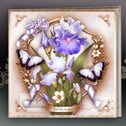 Lilac Butterflies with Iris Card Mini Kit
