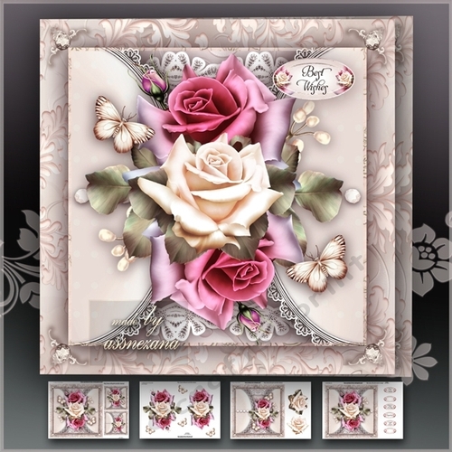 Cream Red Roses Bouquet with Lace Mini Kit