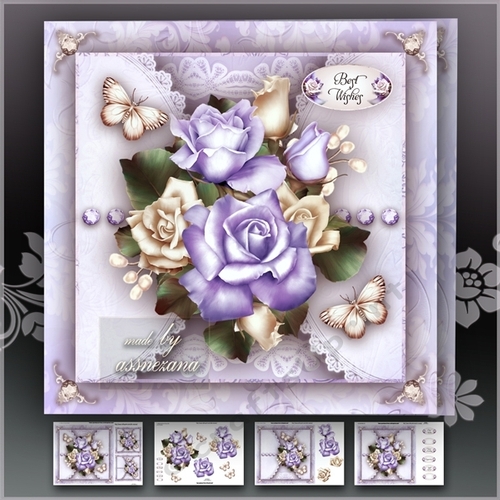 Violet Roses Bouquet with Lace Mini Kit