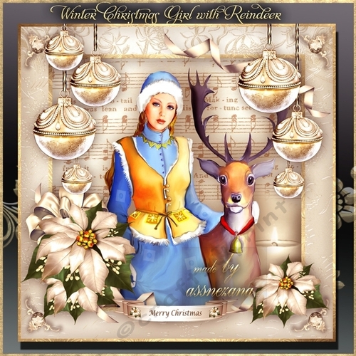 Winter Christmas Girl with Reindeer Mini Kit