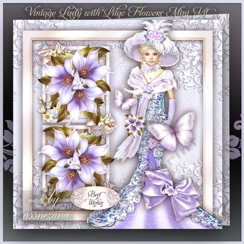 Vintage Lady with Lilac Flowers Mini Kit2