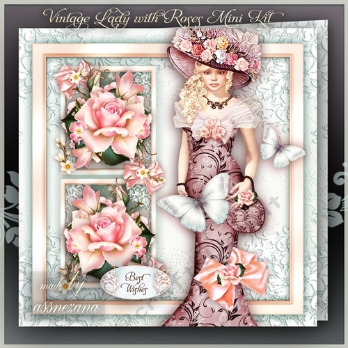 Vintage Lady with Roses Mini Kit4