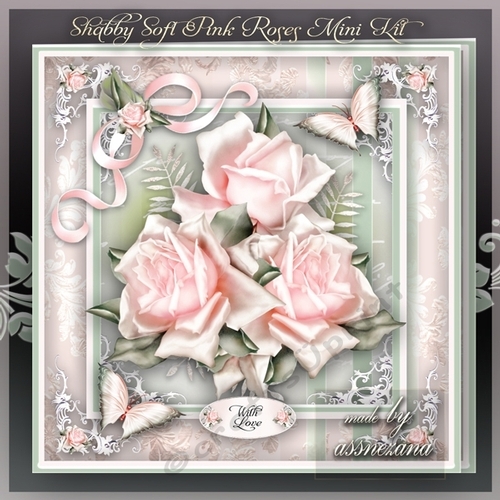 Shabby Soft Pink Roses Mini Kit