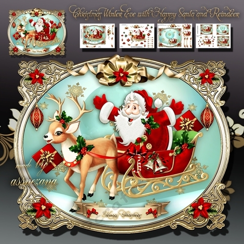 Christmas Winter Eve with Happy Santa and Reindeer Mini Kit