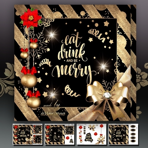 Eat Drink and Be Merry Christmas Card Mini Kit