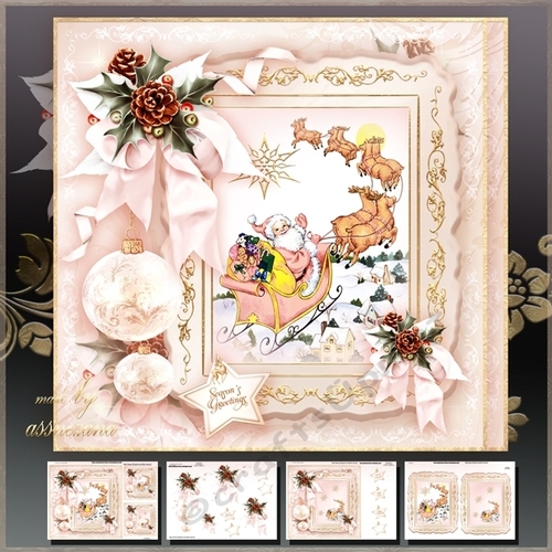 Vintage Christmas Santa in The Sky Mini Kit