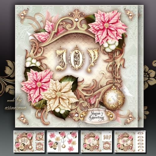 Christmas Joy With Vintage Poinsettias Cards Mini Kit