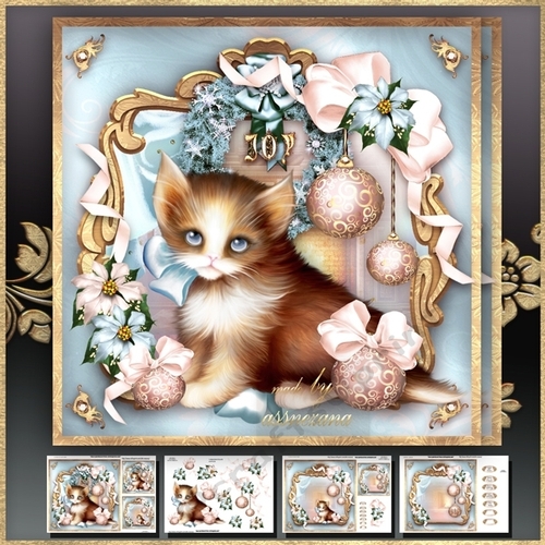 Christmas Winter Kitten with Baubles Mini Kit