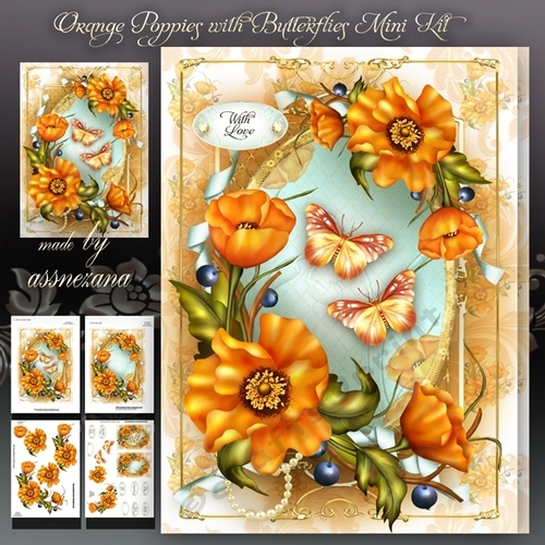 Orange Poppies with Butterflies Mini Kit