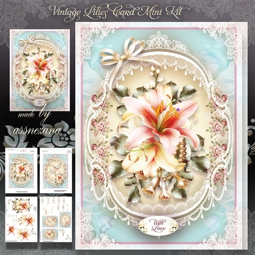 Vintage Lilies Card Mini Kit