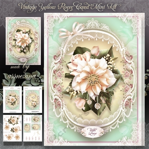 Vintage Yellow Roses Card Mini Kit