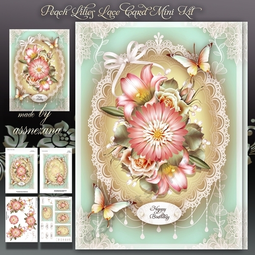 Peach Lilies Lace Card Mini Kit