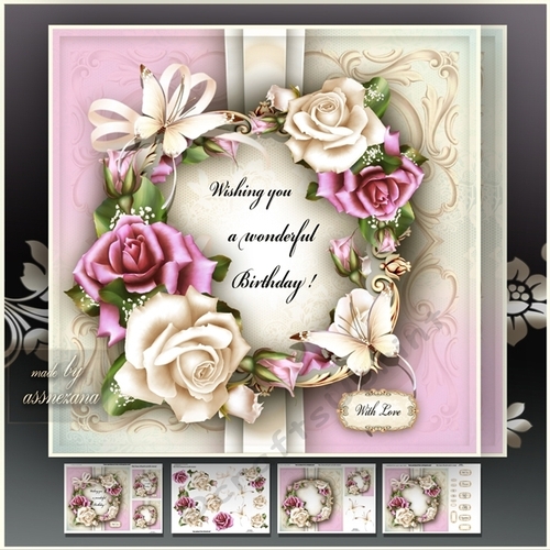 Cream Bordeaux Roses Card Mini Kit