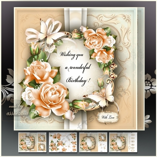 Soft Orange Colored Roses Card Mini Kit