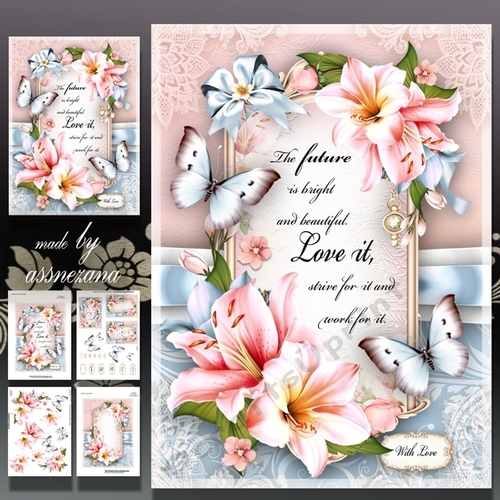 Pink Lilies Card Mini Kit