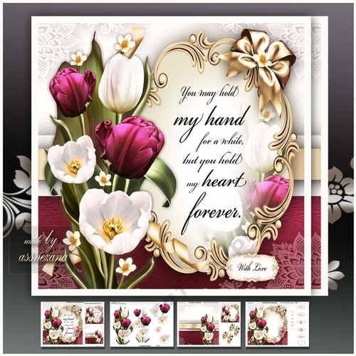 White Bordeaux Tulips Card Mini Kit