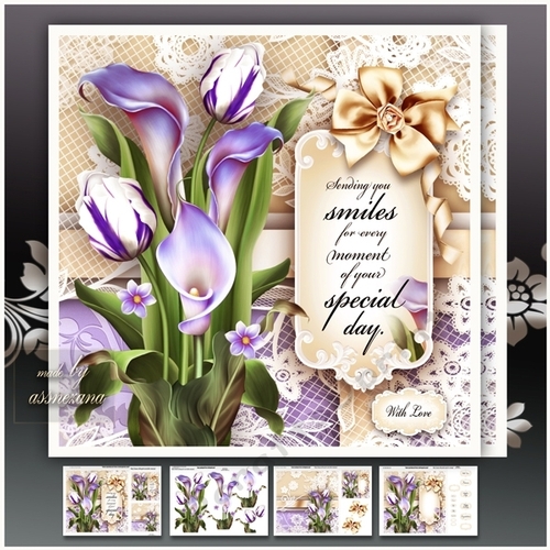 Purple Callas Tulips Card Mini Kit
