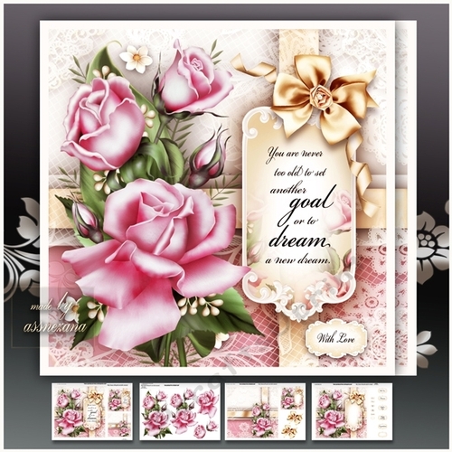 Bouquet of Pink Roses Card Mini Kit