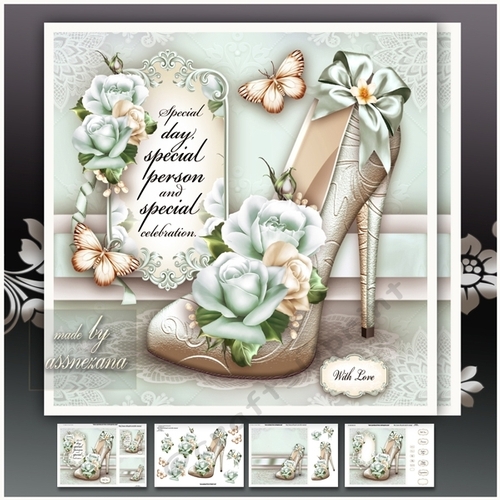 Soft Roses with Elegant Shoes Card Mini Kit