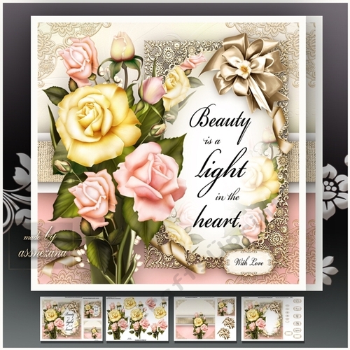 Bouquet of Soft Roses Card Mini Kit