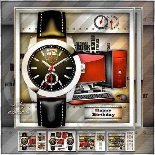 Black Male Watch Card Mini Kit