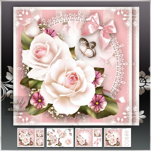 White Pink Roses Mini Kit