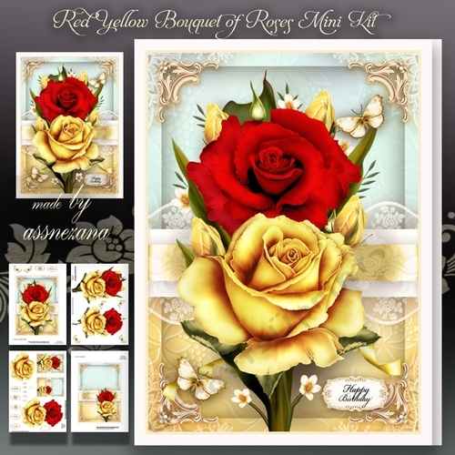 Red Yellow Bouquet of Roses Mini Kit