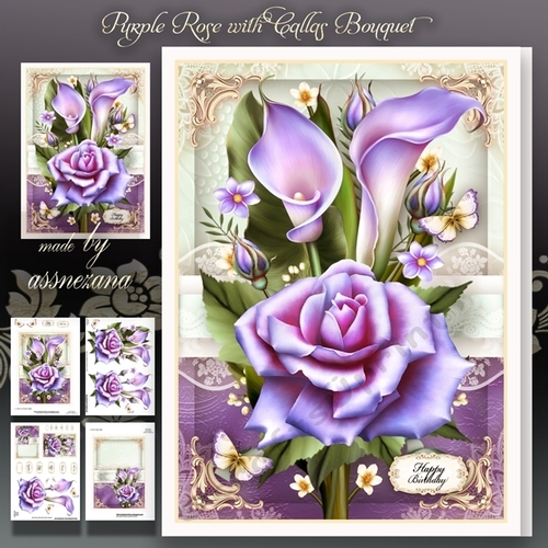 Purple Rose with Callas Bouquet