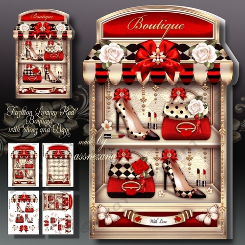 Fashion Luxury Red Boutique with Shoes and Bags Mini Kit