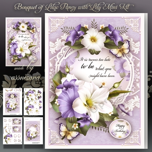 Bouquet of Lilac Pansy with Lily Mini Kit