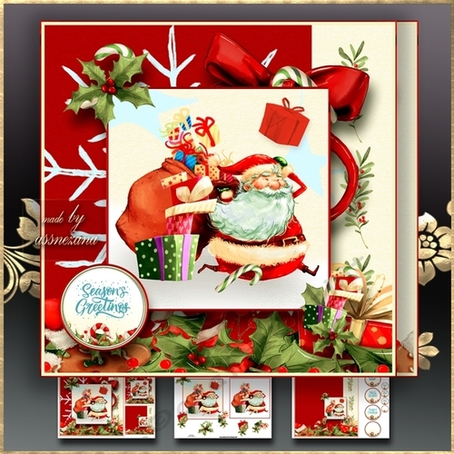 Cute Santa Claus with Gift Bag Running Mini Kit