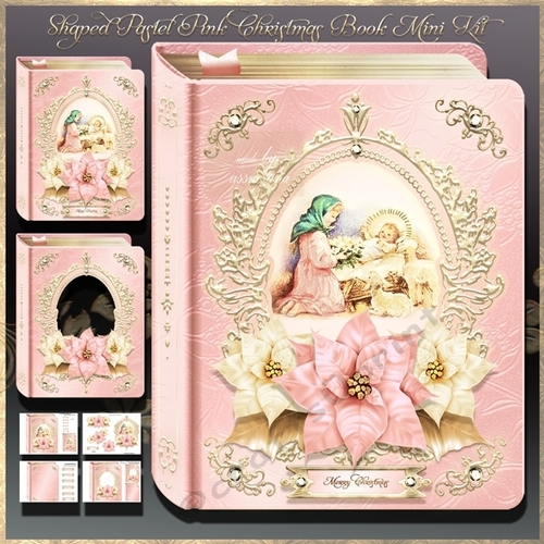 Shaped Pastel Pink Christmas Book Mini Kit