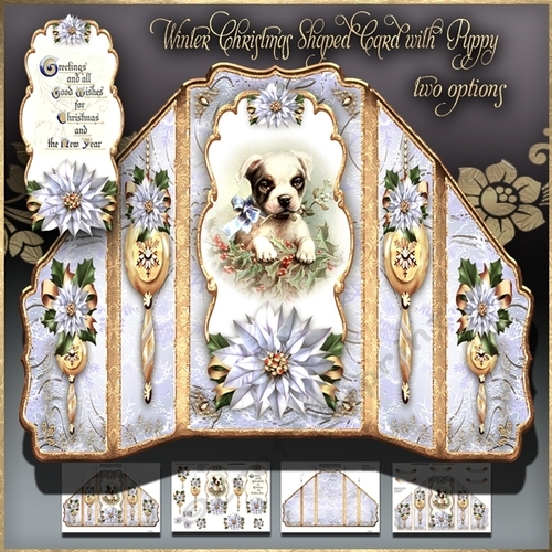 Winter Christmas Shaped Card with Puppy Mini Kit