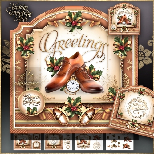 Vintage Christmas Male Shoes and Watch Mini Kit