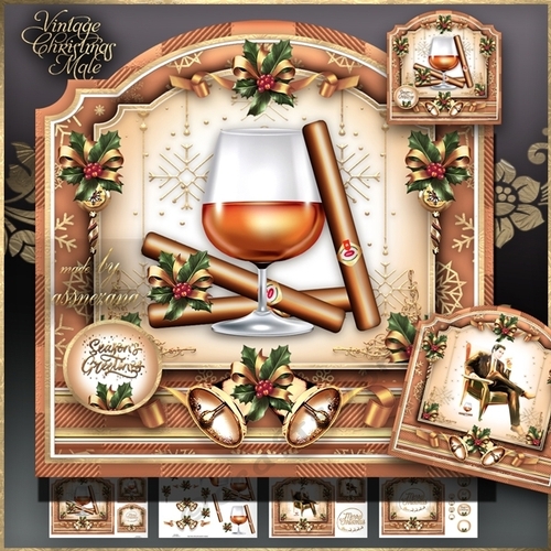 Vintage Christmas Male Whisky with Cigarettes Mini Kit