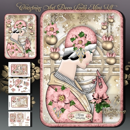 Pink Variation Christmas Art Deco Lady Mini Kit