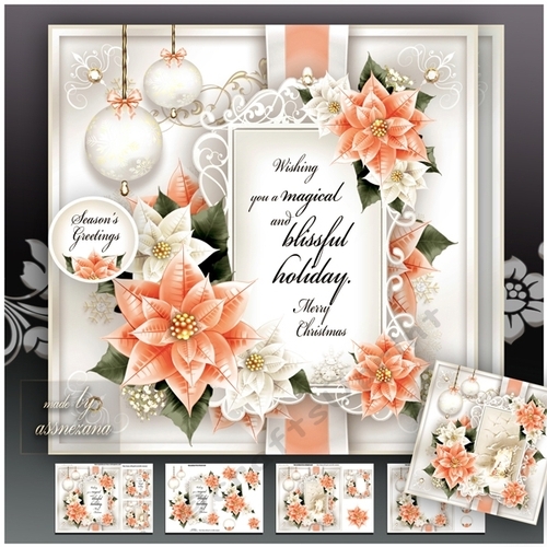 Christmas Peach Poinsettias with Verse Mini Kit