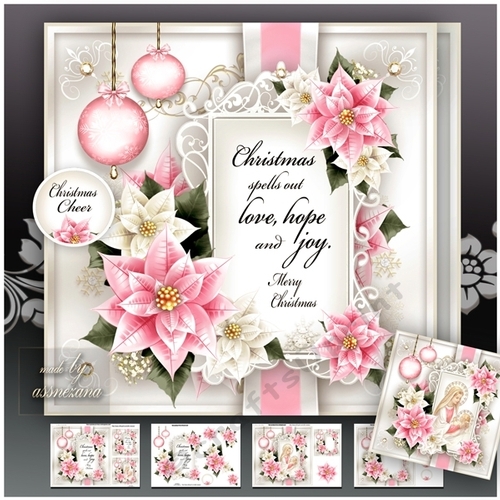 Christmas Pink Poinsettias with Verse Mini Kit