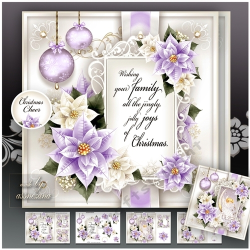Christmas Violet Poinsettias with Verse Mini Kit