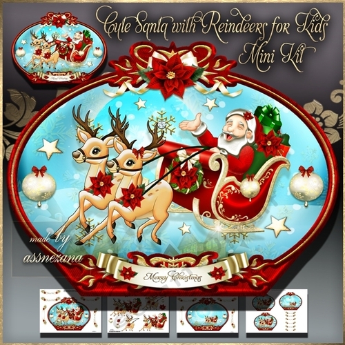 Cute Santa with Reindeers for Kids Mini Kit