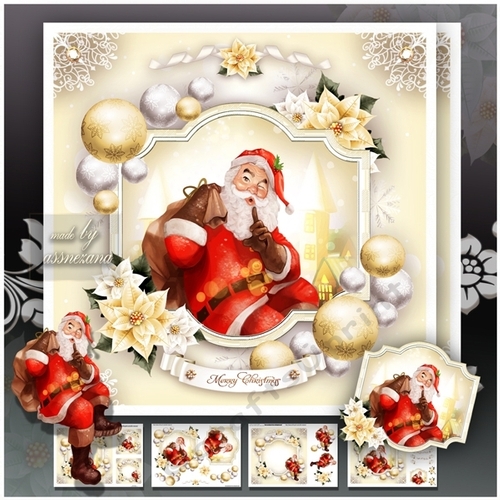 Pastel Snow Winter Christmas with Santa Mini Kit