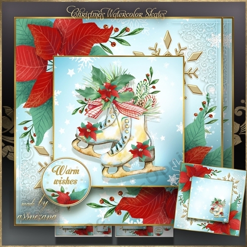 Christmas Watercolor Skates