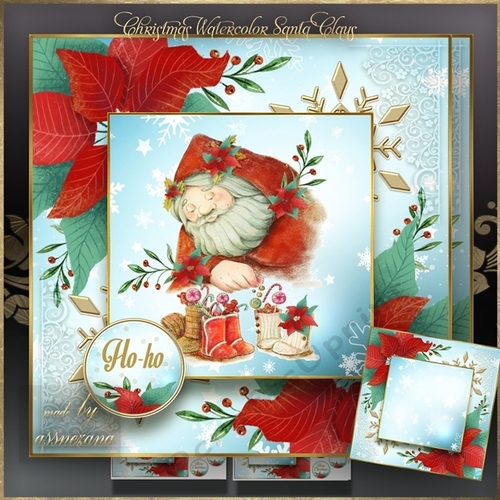 Christmas Watercolor Santa Claus
