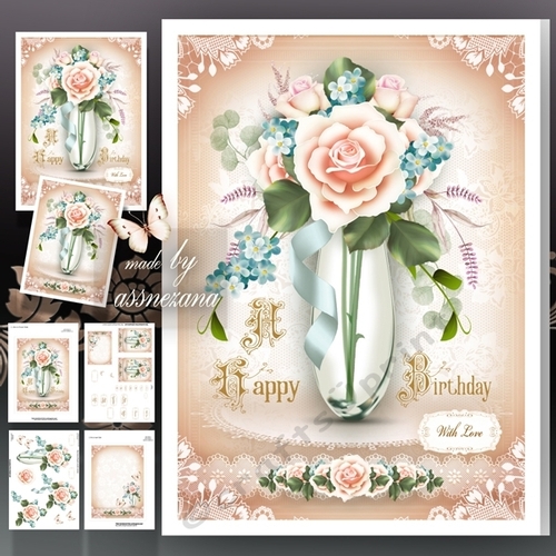 Vintage Peach Roses Mini Kit