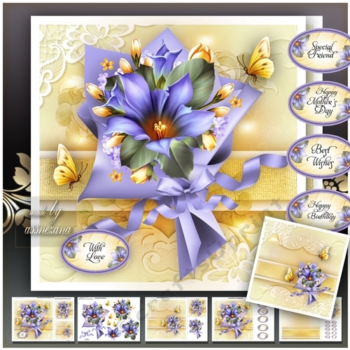 Lilac Bouquet Glossy Paper Mini Kit