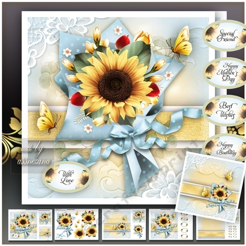 Sunflower Bouquet Glossy Paper Mini Kit