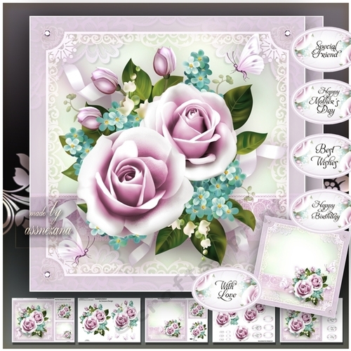 Fresh Violet Bouquet Roses Mini Kit