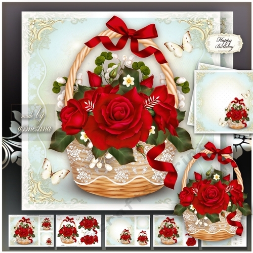 Basket with Red Roses Mini Kit