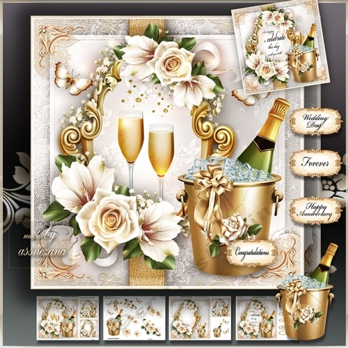 Wedding Anniversary Champagne Card Mini Kit