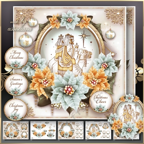 Three Kings Christmas Pastel Poinsettias Mini Kit